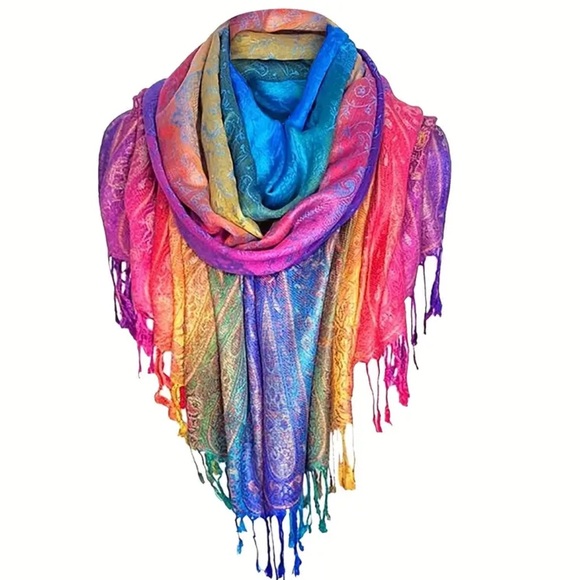 Rainbow Pashmina Scarf - Picture 2 of 4